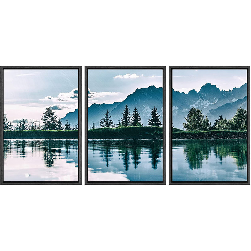 3 Pieces Teal Green Tree Landscape Black shops